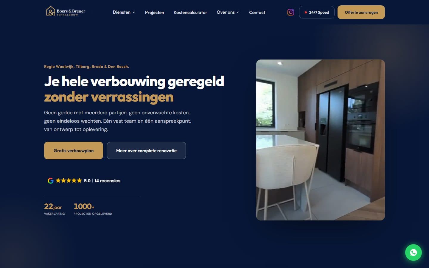 Site que a Gimeven criou para Boers & Breuer Totaalbouw