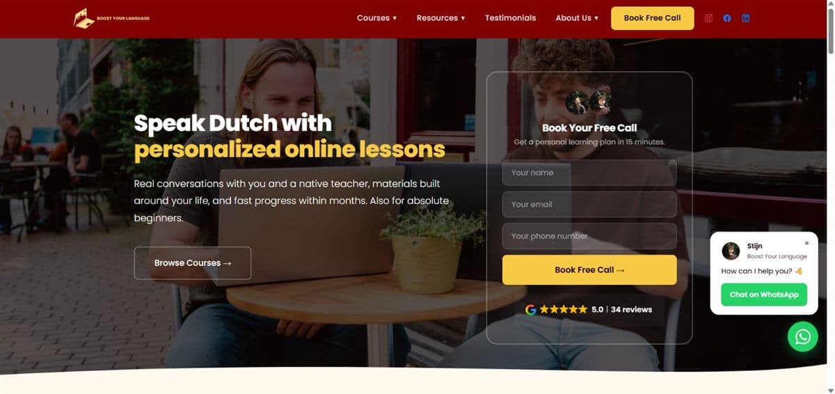 Site que a Gimeven criou para Boost Your Language