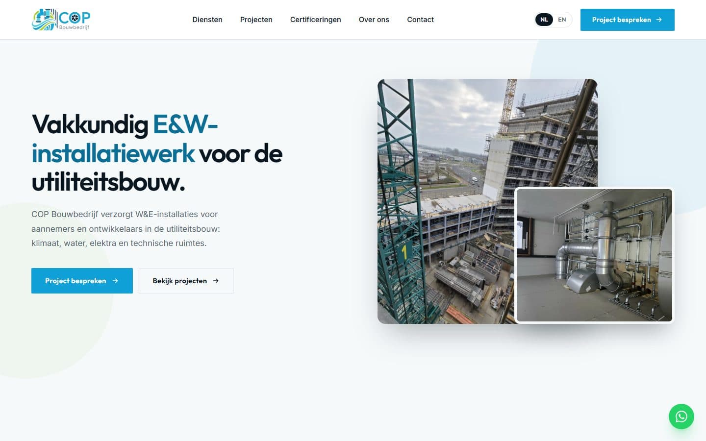Site que a Gimeven criou para COP Bouwbedrijf