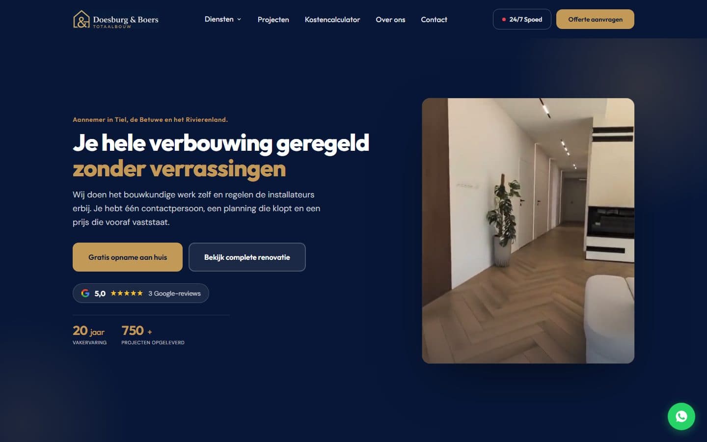 Site que a Gimeven criou para Doesburg & Boers Totaalbouw